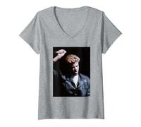 Womens George Michael Faith World Tour London One More Try 1988 V-Neck T-Shirt