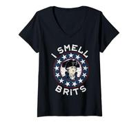Womens George Washington 1776 I Smell Brits Funny USA England Humor V-Neck T-Shirt