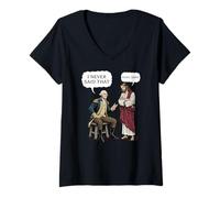 Women's George Washington and Jesus Never Said Funny Meme Design V-Neck T-Shirt