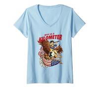 Women's George Washington Eagle WTF Kilometer Patriotic USA V-Neck T-Shirt