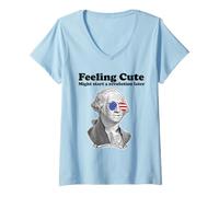 Women's George Washington Feeling Cute Might Start a Revolution V-Neck T-Shirt
