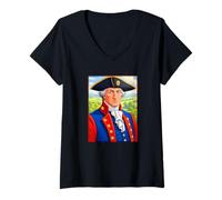 Womens George Washington First President of The USA V-Neck T-Shirt