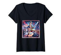Women's George Washington Rocks Guitar Player V-Neck T-Shirt