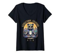 Womens Georgetown Colorado Abstract Bear Chill Zen Yoga Design V-Neck T-Shirt