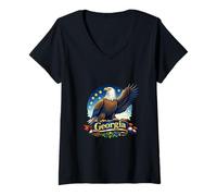 Women's Georgia Eagle Southern State Pride Vintage V-Neck T-Shirt