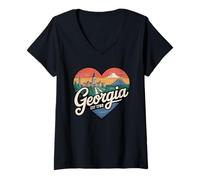 Womens Georgia Vintage Heart T-Shirt - Retro Georgia State Est 1788 V-Neck T-Shirt