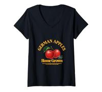 Women's German Apples Home Grown Hand Picked Vintage Art Spring V-Neck T-Shirt
