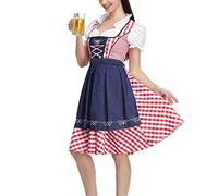Womens German Beer Festival Costume Bavarian Traditional Oktoberfest Halloween Party Maid Plaid Fancy Dress Outfit, Adult Dress Up Costumes, Fancy Dress Beer Outfit, Traditional Dirndl Dress