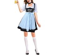 Womens German Beer Festival Costume Bavarian Traditional Oktoberfest Halloween Party Maid Plaid Fancy Dress Outfit, Adult Dress Up Costumes, Fancy Dress Beer Outfit, Traditional Dirndl Dress