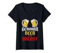 Womens German Beer is The Breast Beer Mug Funny Oktoberfest Costume V-Neck T-Shirt