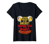 Womens German Beer is The Breast German Food is The Wurst Funny V-Neck T-Shirt