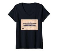 Women's German Cruiser Admiral Hipper WW2 Recognition Diagram V-Neck T-Shirt