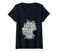 Women's German Regional Greetings Map Dialect Typography V-Neck T-Shirt