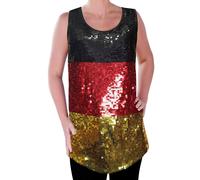 Womens German Sequin Vest Sleeveless Blouse Ladies T Shirts Flag Black Red Gold