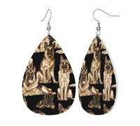 Womens German shepherd dog Print Leather Earrings Teardrop Dangle Earrings Jewelry Outfits Accessories