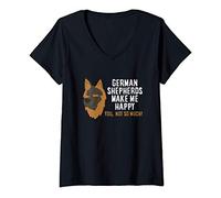 Womens German Shepherd Dogs Make Me Happy German Shepherd Lover V-Neck T-Shirt