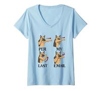 Women's German Shepherd Funny Per My Last Email Office Work Humor V-Neck T-Shirt