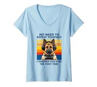 Women's German Shepherd Gamer Ignored You Fine The First Time Retro V-Neck T-Shirt