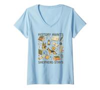 Women's German Shepherd History Reader Historical Books Lover V-Neck T-Shirt