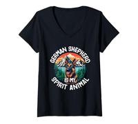 Womens German Shepherd is My Spirit Animal, Dog Owner V-Neck T-Shirt