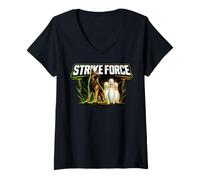 Women's German Shepherd K9 Bowling Strike Force V-Neck T-Shirt