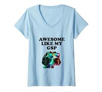 Womens German Shorthair Pointer Funny GSP V-Neck T-Shirt