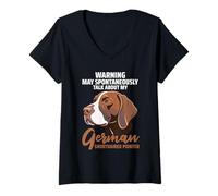 Womens German Shorthaired Pointer Dog V-Neck T-Shirt