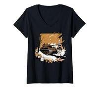 Womens German Tank King Tiger German Tank Soldiers V-Neck T-Shirt