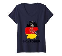 Women's German Unity Day Vintage 90s Germany 3 Oktober 1990 October V-Neck T-Shirt