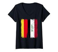 Womens Germany Iraq Half Flag German Iraqi Jersey V-Neck T-Shirt