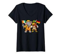 Women's Germany Ivory Coast Flag German Ivorian Roots Cote D'Ivoire V-Neck T-Shirt