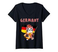 Womens Germany Panda Bear Fans V-Neck T-Shirt