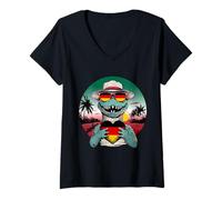 Women's Germany Roots Crocodile Heart German Flag Deutschland V-Neck T-Shirt