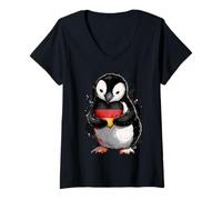 Women's Germany Roots German Flag Deutschland Penguin V-Neck T-Shirt