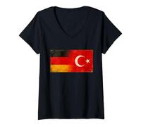 Women's Germany Turkey Friendship Roots Design V-Neck T-Shirt