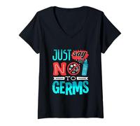 Women's Germaphobe Just Say No to Germs Hand Sanitizer V-Neck T-Shirt