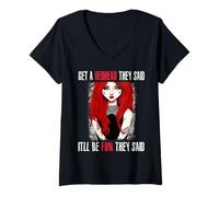 Womens Get A Redhead They Said It'll Be Fun They Said Funny Ginger V-Neck T-Shirt