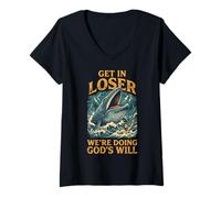 Women's Get in Loser We're Doing God's Will V-Neck T-Shirt