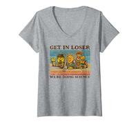 Womens get in Loser We're Doing Science Funny Design V-Neck T-Shirt