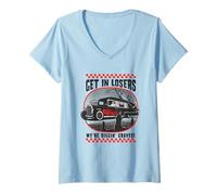 Womens Get In Losers We're Diggin' Graves Vintage Halloween V-Neck T-Shirt
