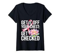 Womens Get It Off Your Chest Breast Cancer Awareness V-Neck T-Shirt