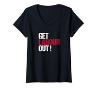 Womens Get Labour Out - Political British Protest ReformUK V-Neck T-Shirt