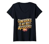 Womens Get Motivated Funny Motivational Confidence is My Accessory V-Neck T-Shirt