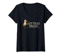 Womens Get That Bread Seagull Motivational Positive Thinking Hustle V-Neck T-Shirt