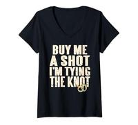 Womens Get This Guy a Shot Before I Tie the Knot Party V-Neck T-Shirt