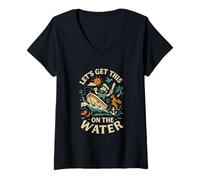 Womens Get This Show on The Water - Nautical Pirate Fantasy Boating V-Neck T-Shirt
