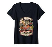 Women's Get Your Kicks 100 Years Gas Snacks Bad Decisions V-Neck T-Shirt