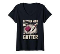 Women's Get Your Mind Out of The Gutter Bowling Bowler V-Neck T-Shirt