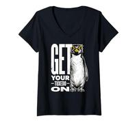 Women's Get Your Tuxedo On Penguin Funny Pun V-Neck T-Shirt