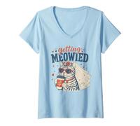 Women's Getting Meowied Cat Bride Wife V-Neck T-Shirt